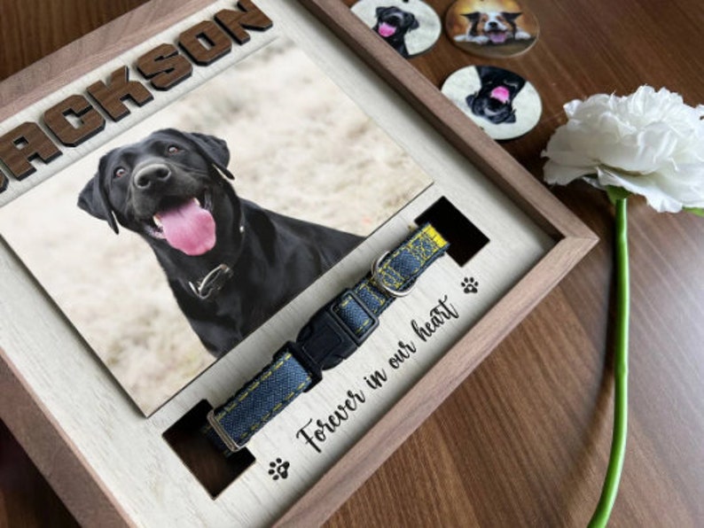 Memorial Pet Collar Sign, Dog Memorial Wood Frame With Collar Holder, Dog Memorial Gifts, Pet Loss Gifts, Pet Sympathy Gift, Pet Loss Gift