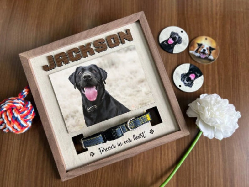 Memorial Pet Collar Sign, Dog Memorial Wood Frame With Collar Holder, Dog Memorial Gifts, Pet Loss Gifts, Pet Sympathy Gift, Pet Loss Gift