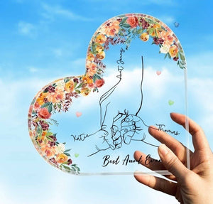 Personalized Name Auntie And Kids Hands Heart Acrylic Plaque, Custom Auntie Gift From Nephew Niece, Best Aunt Ever Gift, Gift For Aunt