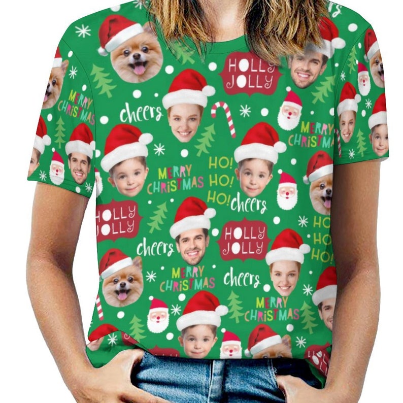 Custom Face Christmas Family Shirt, Personalized Photo T-shirt, Custom Christmas T-Shirt for Husband/Dad,Christmas Funny Tee,Christmas Gifts