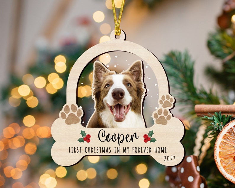 Custom Dog Christmas Ornament, Custom Dog Photo Ornament, New Pet Gift, First Christmas Dog Keepsake, Dog Lover Christmas Tree Hanging Gift