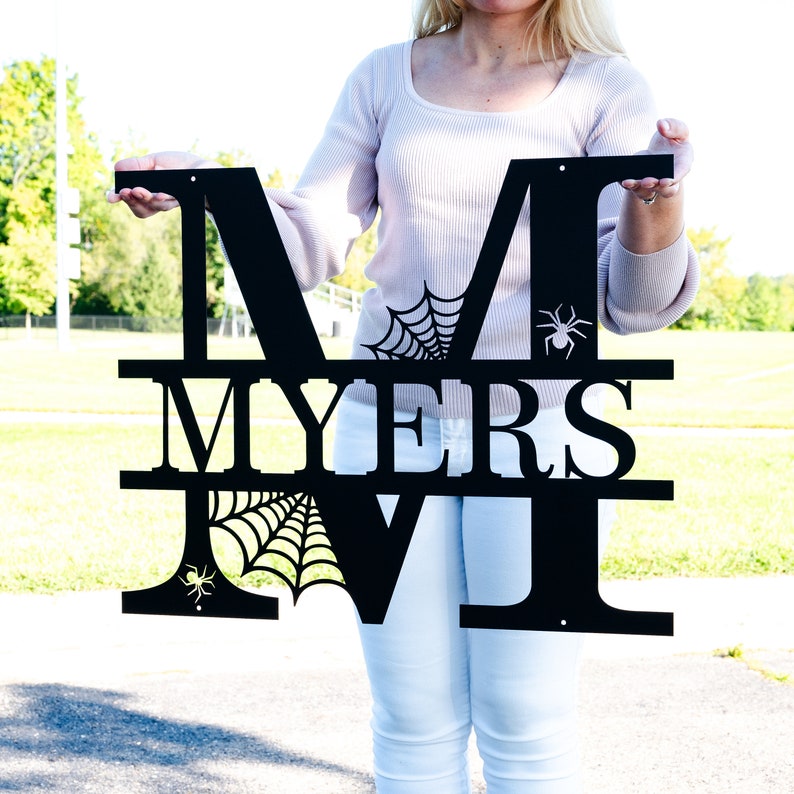 Personalized Halloween Alphabet Letters | Halloween Family Name Sign | Spooky Last Name Letter Monogram, Custom Metal Fall Autumn Home Decor
