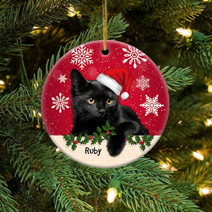 Personalized Black Cat Christmas Ornament, Meowy Christmas Ornament, Cute Black Cat Ornament, Custom Cat Xmas Gift, Christmas 2025 Decor