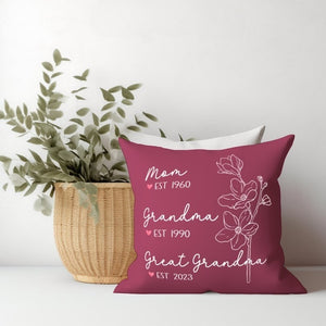 Great Grandma Pillow Personalized Grandparent Pregnancy Gift Grandmother Pillow Case Mom Mother in law Mother's Day Christmas Birthday