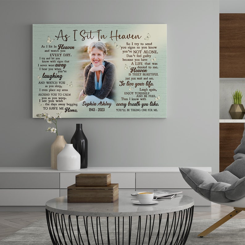 Canvas Prints With Your Photos, Memorial Gifts, As I Sit In Heaven Canvas, Bereavement Gifts, Sympathy Gifts For Loss Of Loved One