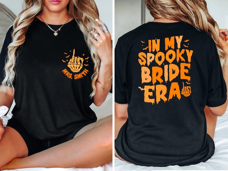In My Spooky Bride Era Shirt, Cute Perfect Gift, Halloween Bride Tee, Engagement Gift, Bachelorette Party, Bridal Shower Gift, Wedding Gift