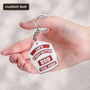 Firefighter Helmet Shield Custom Acrylic Keychain, Personalized Dad Firefighter Keychain, Gift For Fireman