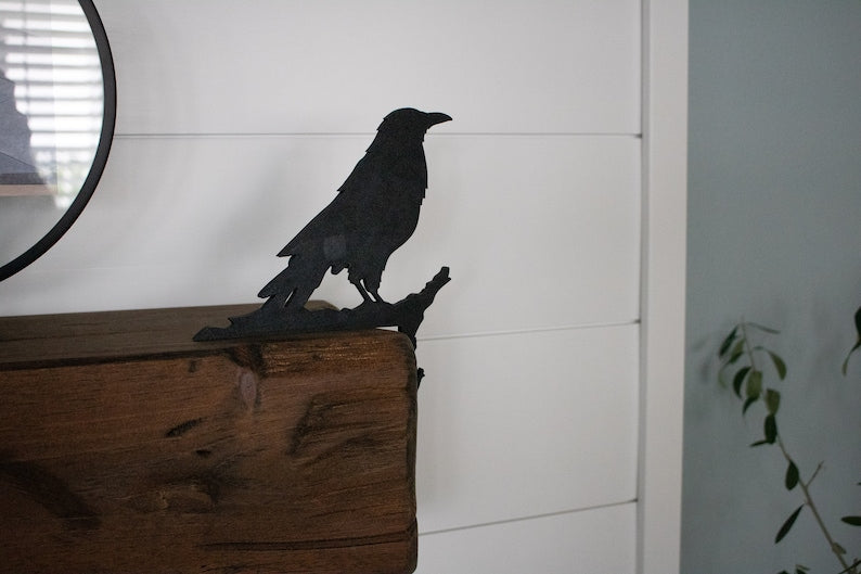 Black Crow Raven Door Topper, Door Sitter Corner Art, Crow Decor, Black Crow Art, Halloween Raven Door, Crow Halloween Art