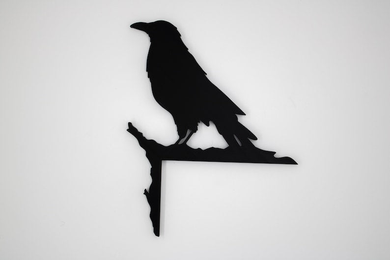 Black Crow Raven Door Topper, Door Sitter Corner Art, Crow Decor, Black Crow Art, Halloween Raven Door, Crow Halloween Art
