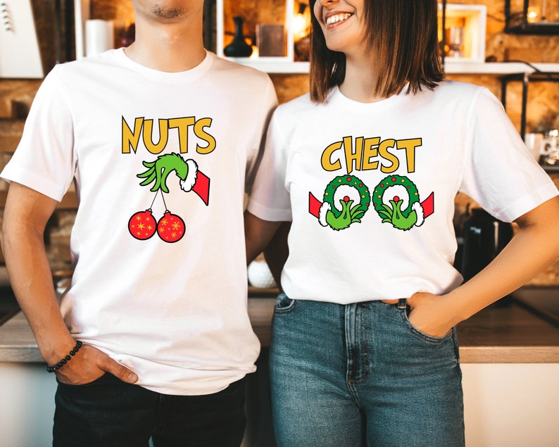 Chest And Nuts Couples Christmas T-Shirt, Funny Christmas Shirt, Couples Christmas Sweatshirts, Christmas Humor, Holiday Tee, Funny Saying