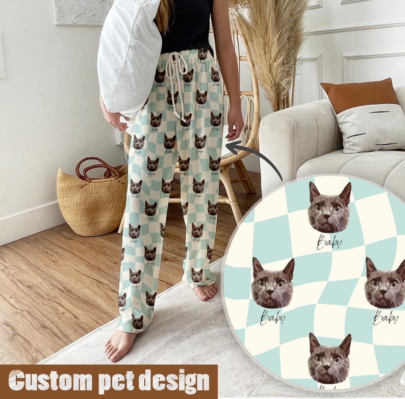 Custom Pet Portrait Pajama pants Using Pet Photo + Name Custom Dog Personalized Pajama Pants Photo Pants Dog Dad Dog Mom Gift