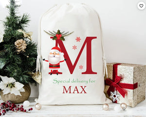 Personalised children Santa Christmas gift stocking sack bag for large stocking makes a perfect Christmas present