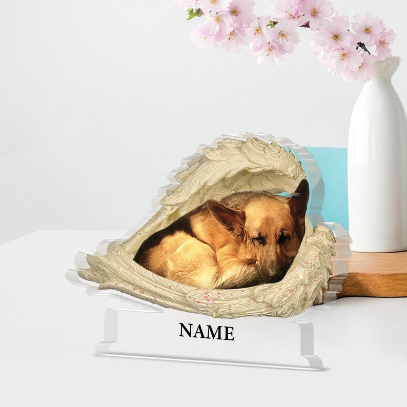 Sleeping Pet Within Angel Wings Personalized Dog Photo Acrylic Plaque, Dog Acrylic Keepsake Gift, Cute dog Sleeping Angel Acrylic Plaque il_794xN.5329614159_4bux.jpg