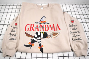 Custom Halloween Grandma Witch Sweatshirt, Grandma And Grandkids Halloween Sweatshirt, Grandma Shirt With Name On Sleeve, Mom Halloween Gift il_794xN.5329859105_iwul.jpg