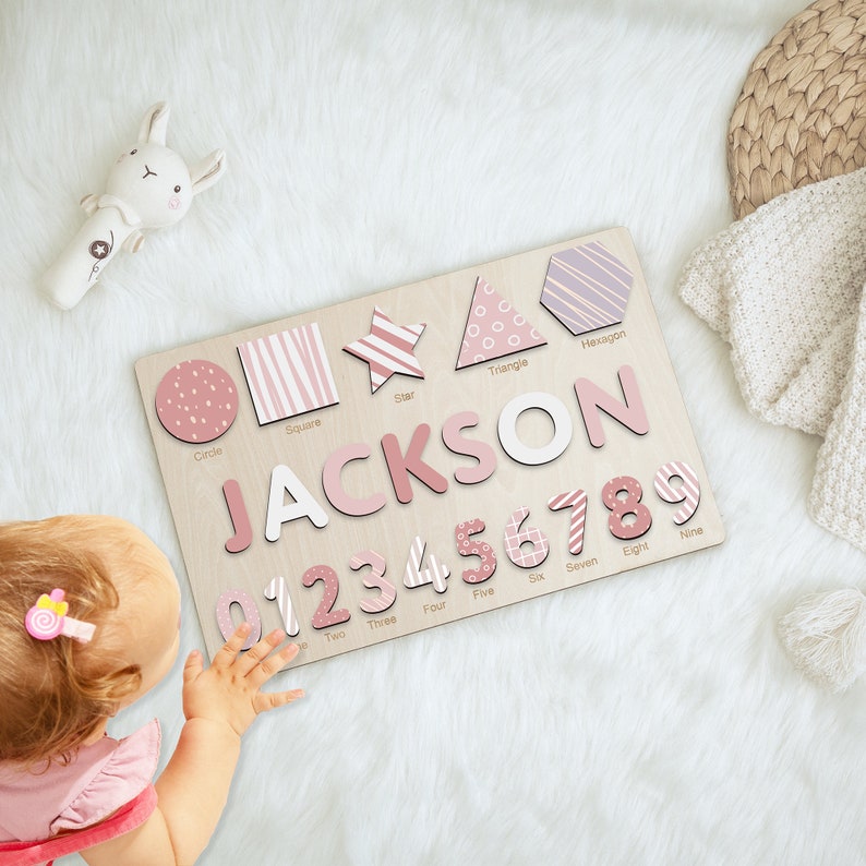 Baby Gift for Girls Personalized Wooden Name Puzzle: Custom Baby Shower Gift for Baby Boys and Girls - Personalized Toy for Toddlers