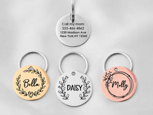 Personalized Dog and Cat Name Tag, Dog Tag Engraved for Pets, Keep Safe Microchipped Dog Tag, Customized Dog Tag, Cute Dog ID Tag, Pet Gift
