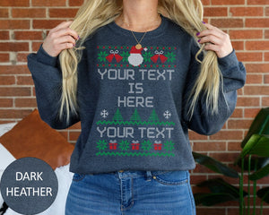 Custom Ugly Christmas Sweater, Personalized Text Ugly Sweater, Funny Christmas Sweatshirt, Merry Xmas Hoodie, Crewneck Holiday Gift Women