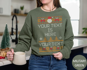 Custom Ugly Christmas Sweater, Personalized Text Ugly Sweater, Funny Christmas Sweatshirt, Merry Xmas Hoodie, Crewneck Holiday Gift Women