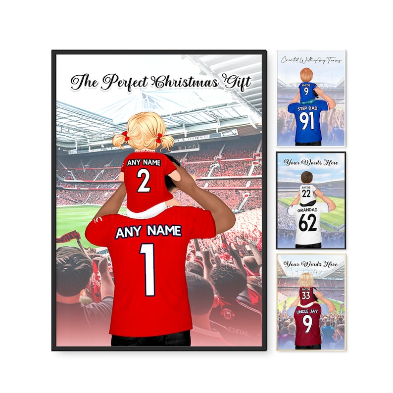 Custom Any Team, Custom Football Canvas, Personalised Football Gift for Dad, Gift for Grandad, Customisable Soccer Adult & Baby