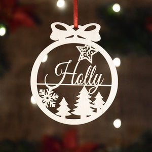 Personalized Christmas Wood Ornament |Custom name Ornament | Laser Cut Gift Tag | Laser Cut Name Bauble