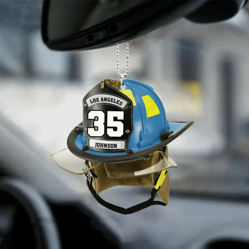 Personalized Firefighter Helmet Ornament, Proud Firefighter Ornament, Firefighter Gift, American Firefighter Ornament, Firefighter Keepsake