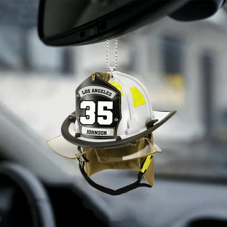 Personalized Firefighter Helmet Ornament, Proud Firefighter Ornament, Firefighter Gift, American Firefighter Ornament, Firefighter Keepsake
