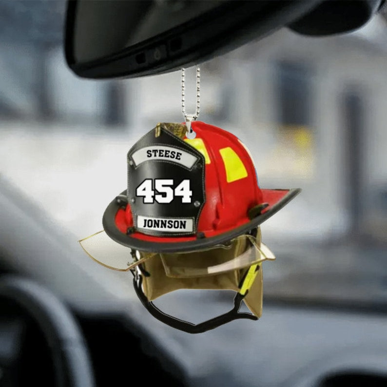 Personalized Firefighter Helmet Ornament, Proud Firefighter Ornament, Firefighter Gift, American Firefighter Ornament, Firefighter Keepsake
