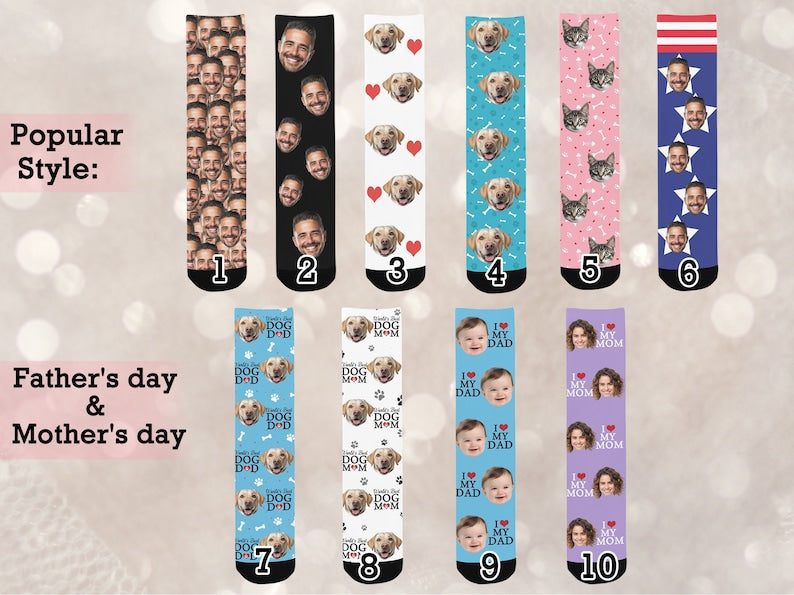 Custom 50th Birthday Face Sock, 50th Birthday Gift for Men and Women, Fifty Birthday Gifts, Personalized Sock, 20th 30th 40th Birthday Sock