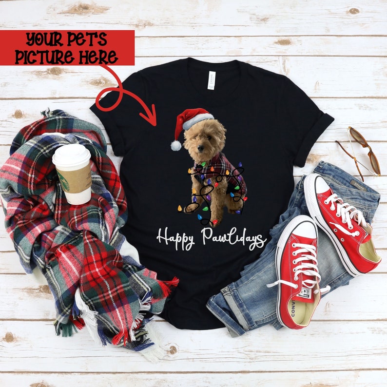 Happy Pawliday Christmas Dog Shirt, Custom Christmas Dog Shirt, Personalized Christmas Shirt, Custom Pet Gifts, Custom Pet Shirt, Custom Christmas Shirt
