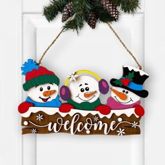 Christmas Door Hanger, Christmas Snowman Door Hanger Snowman Sign