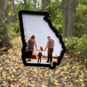 Personalized Picture Ornament wood photo frame Wooden State Christmas Ornament