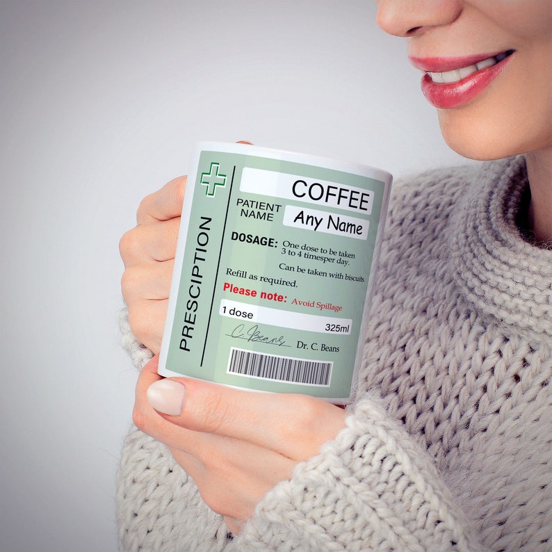 Custom Prescription Mug Gift for Doctor, Personalised Name Prescription Gift For Mum, Leaving Gift, Coffee Mug For Him, Mug For Her