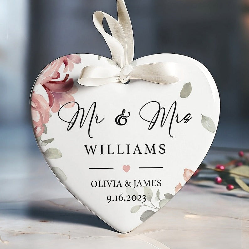 Mr and Mrs Christmas Ornament - Personalized First Christmas Married Keepsake - Wedding Christmas Gift 2025