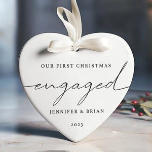 Engagement Christmas Ornament - Personalized First Christmas Keepsake - Engaged Christmas Gift 2024