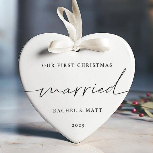 First Christmas Married Ornament - Wedding Keepsake - First Christmas As Mr & Mrs Gift