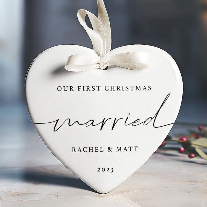 First Christmas Married Ornament - Wedding Keepsake - First Christmas As Mr & Mrs Gift