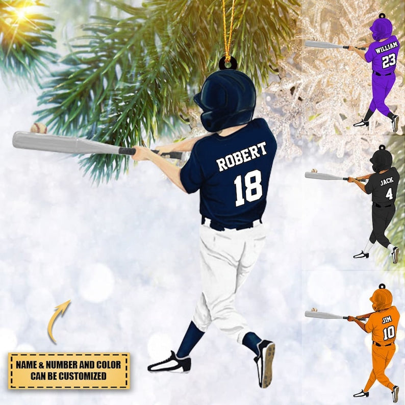 Personalized Baseball Boy Acrylic Christmas Ornament, BaseBall Player Ornament, Baseball Keepsake, Baseball Christmas Ornament