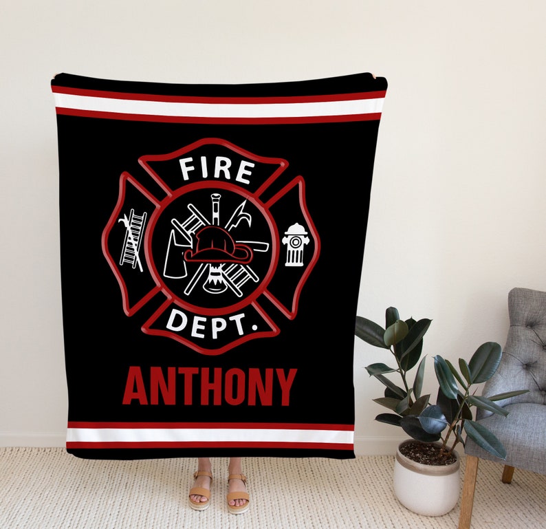 Custom Firefighter Blanket, Gift For Firefighter, Firefighter Thin Red Line Throw Blanket, Firefighter Gifts, Fire Department Gifts.