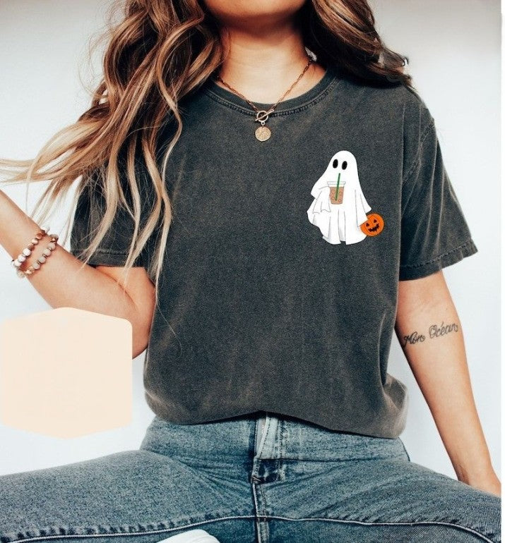 Cute Ghost Coffee Shirt, ute Little Ghost Iced Coffee t-shirt, Boo Ghost Shirt, Ghost Coffee Shirt, Halloween Coffee Lovers