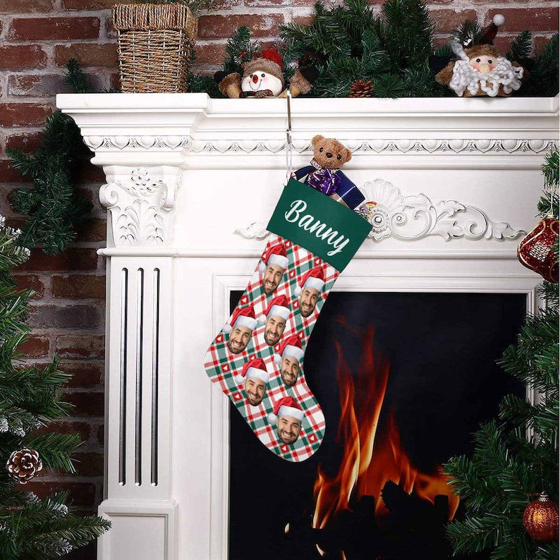Personalized Face Christmas Stocking, Personalized Family Christmas Stockings, Custom Stocking With Name Photo, Christmas Gift for Family
