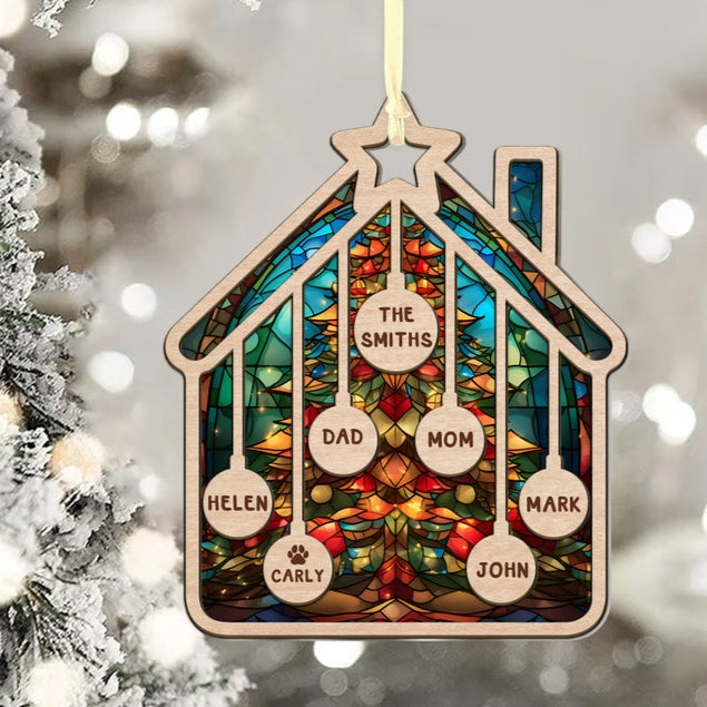 Custom Family Christmas Ornament, Family With Pet Ornament, Personalized Family House Ornament, Christmas Keepsake, Christmas Gifts