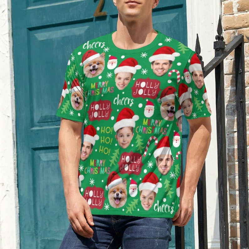 Custom Face Christmas Family Shirt, Personalized Photo T-shirt, Custom Christmas T-Shirt for Husband/Dad,Christmas Funny Tee,Christmas Gifts