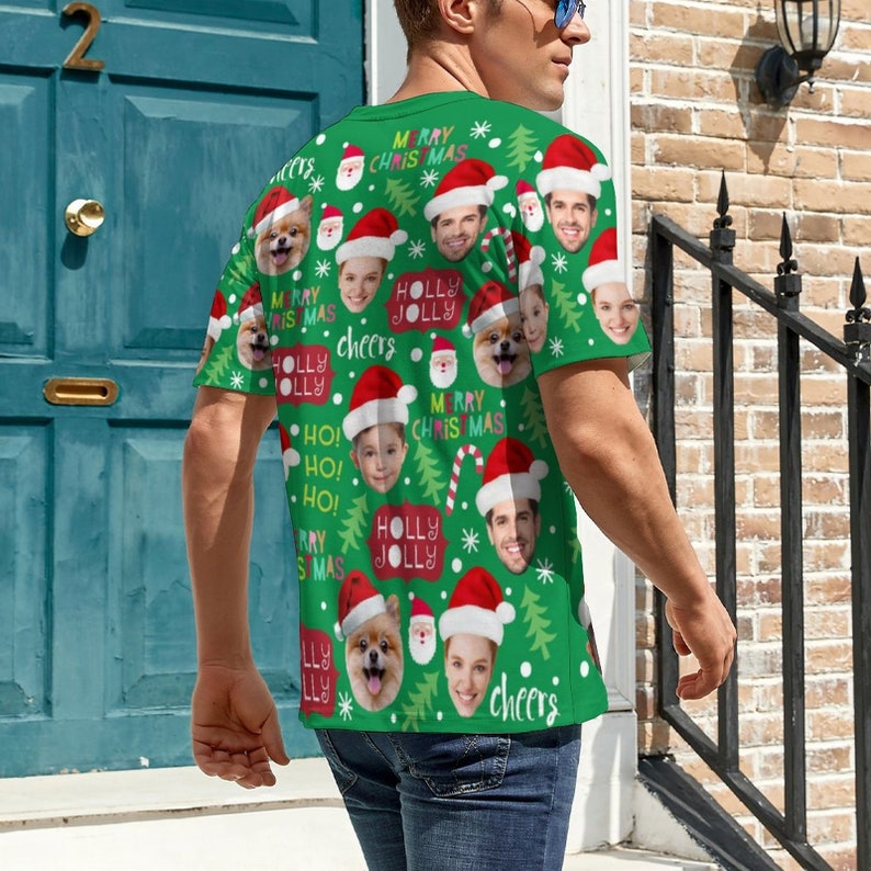 Custom Face Christmas Family Shirt, Personalized Photo T-shirt, Custom Christmas T-Shirt for Husband/Dad,Christmas Funny Tee,Christmas Gifts