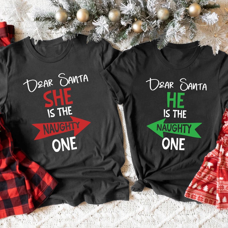Dear Santa Funny Christmas Couple Shirts, Cute Matching Shirt For Couple, Couple Christmas Shirt, Christmas Couple Sweatshirt
