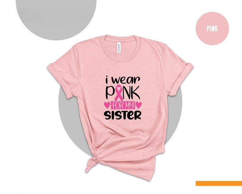 I Wear Pink for Shirt, Custom Family Breast Cancer Shirt, Cancer Awareness Shirt, Pink Ribbon Shirt, Cancer Survivor Tee, Breast Cancer Tee