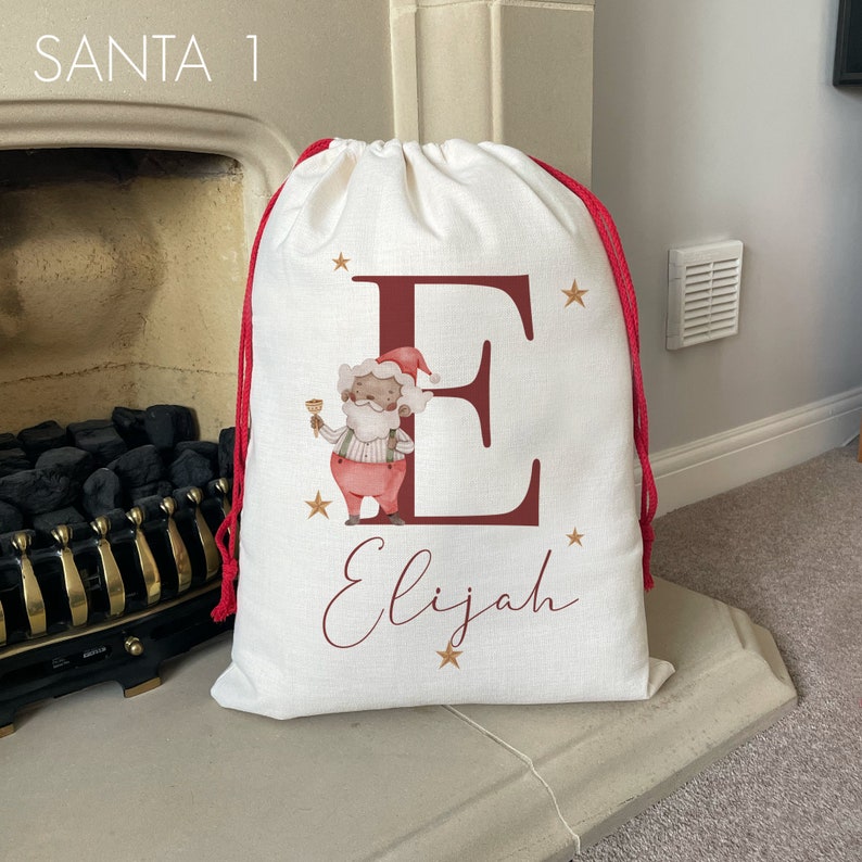 Personalised Santa Sack - Personalised Christmas Sack - Personalised Christmas Toy Sack - Name & Initial Christmas Reindeer - Christmas Gift