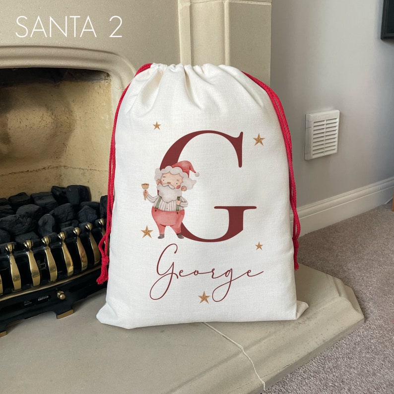 Personalised Santa Sack - Personalised Christmas Sack - Personalised Christmas Toy Sack - Name & Initial Christmas Reindeer - Christmas Gift