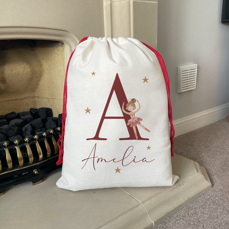Personalised Santa Sack - Personalised Christmas Sack - Personalised Christmas Toy Sack - Name & Initial Christmas Reindeer - Christmas Gift