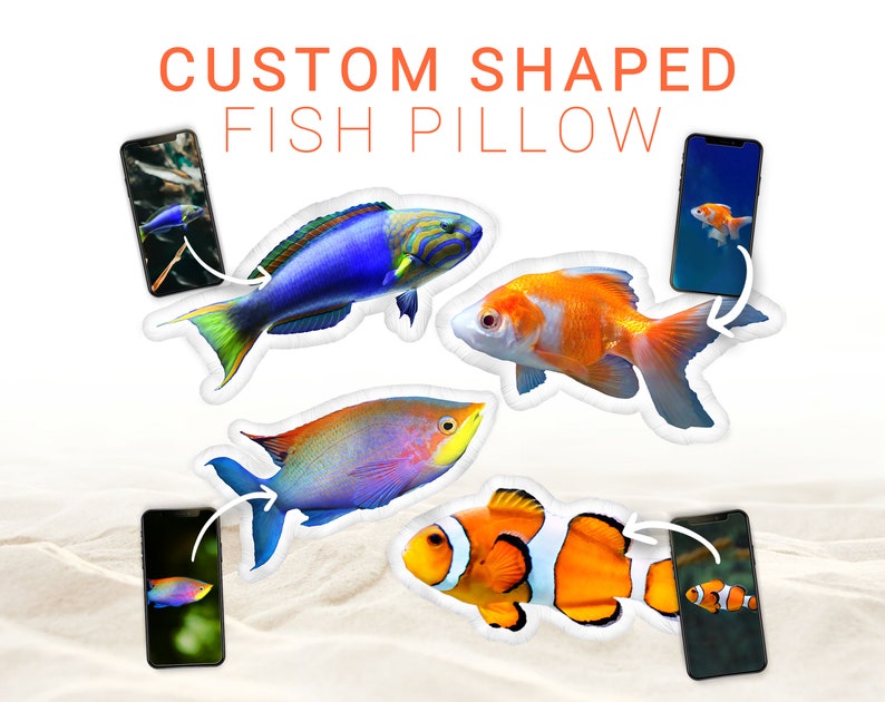 Custom Fish Photo STUFFED ANIMAL Pillow | Fish Shaped 3D Photo Pillow | Aquarium Photo Cushion | Trout Tetra Molly Swordtail Fishing Gifts