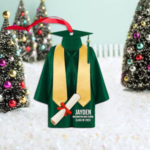 Graduation Ornaments, Personalized Graduation Gown Flat Ornament, Graduation Keepsake, Gifts for Graduate Him Her Friends